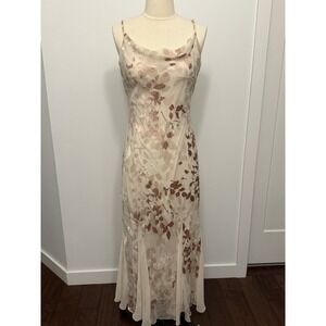 Y2K Ivory Silk Blend Petite Fairy Beaded Whimsy Hem Maxi Dress Size 6 Wedding
